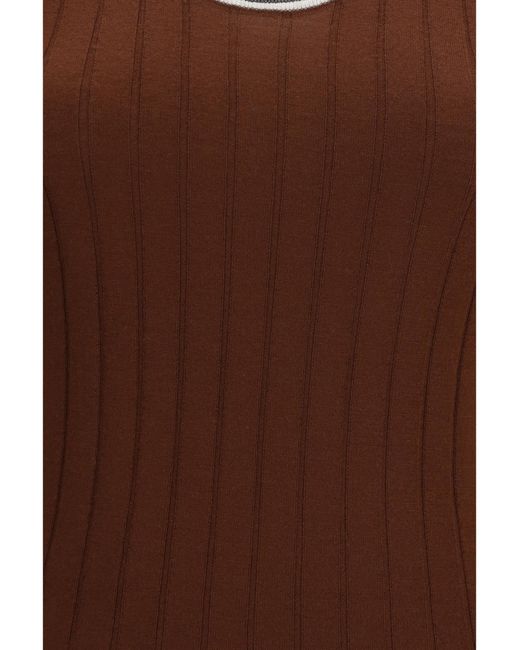 Brunello Cucinelli Brown Ribbed Jersey Top