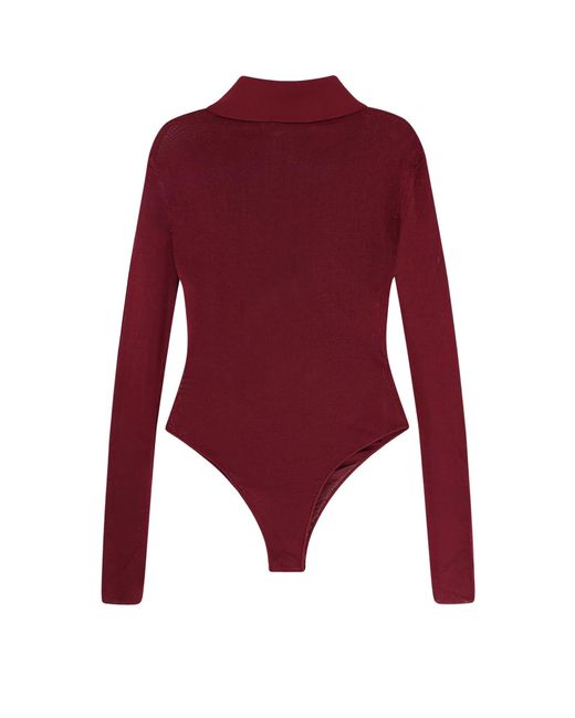 Self-Portrait Red Viscose Bodysuit