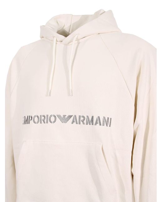 Emporio Armani White Hooded Sweatshirt for men