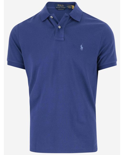Ralph Lauren Blue Cotton Polo Shirt With Logo for men