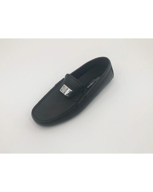 Dolce & Gabbana Blue Logo Plaque Almond Toe Loafer for men