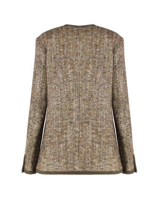 Golden Goose Deluxe Brand Natural Wool Tweed Jacket Virgin Wool; Ovine Leather