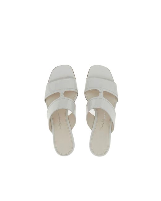 Ferragamo White Tot 55Mm Double-Strap Sandals