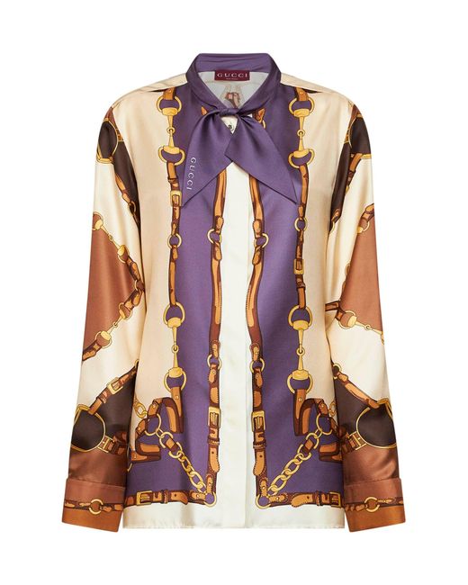 Gucci Multicolor Shirt Printed Silk Twill