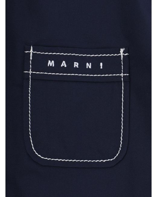 Marni Blue Jacket Classic Collar Cotton Blazers