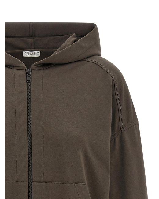 Brunello Cucinelli Gray Cotton Hoodie Clothing
