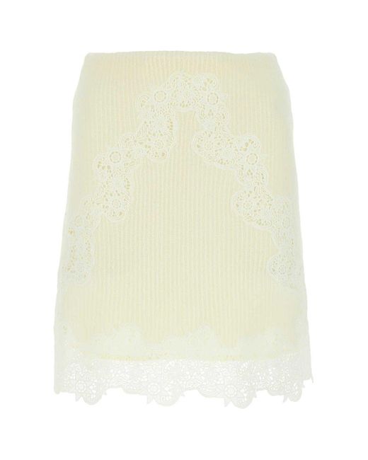 Chloé White Lace Detailed Flared Mini Skirt