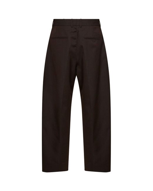 Studio Nicholson Black Tailored Trousers Fume Coffee Virgin Wool for men