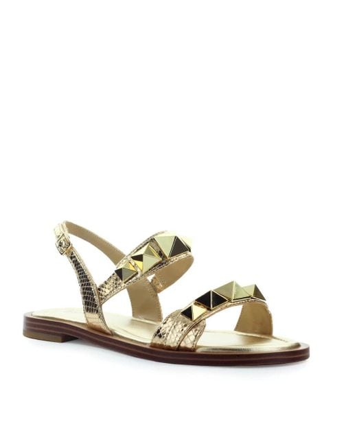 Michael Kors Leather Wren Flat Sandal in Gold (Metallic) | Lyst