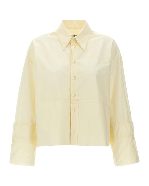 MM6 by Maison Margiela Natural Logo Print Shirt Cotton Shirt, Blouse