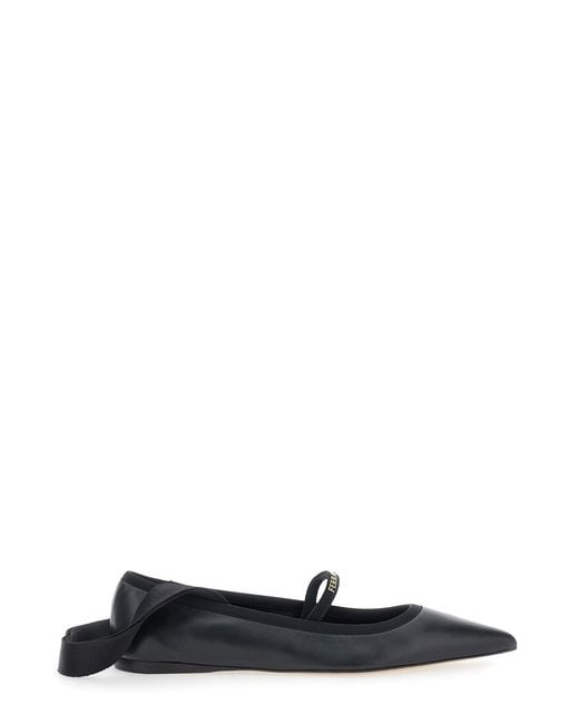 Ferragamo Black Ballet Shoes With Ribbon Detail