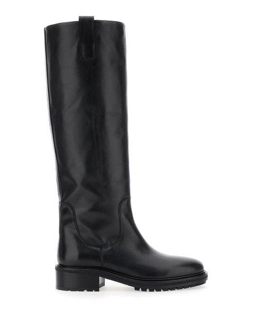 Aeyde Black Knee-High Boots Henry Leather Calf