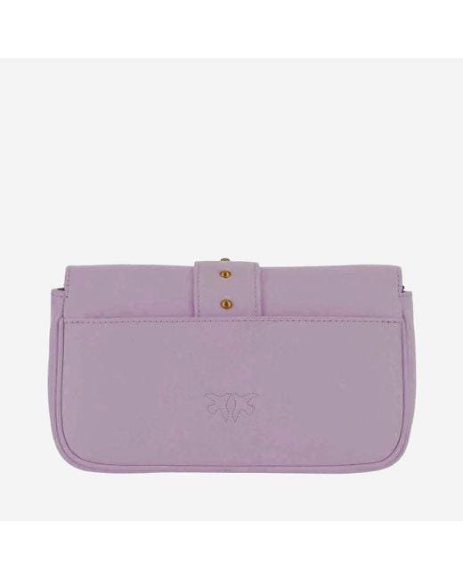 Pinko Purple Shoulder Bag Love One Pocket Leather