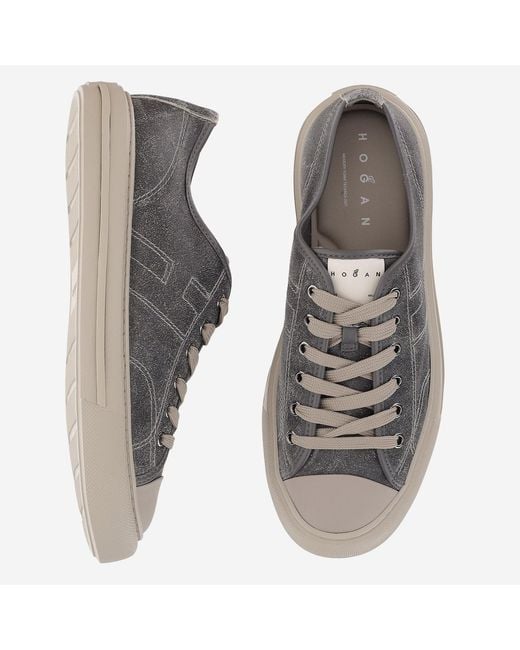 Hogan Gray Sneakers Rebel Suede Leather Trainers for men