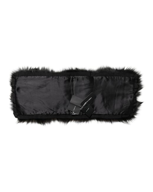Dolce & Gabbana Black Fur Shoulder Collar Wrap Shawl Scarf
