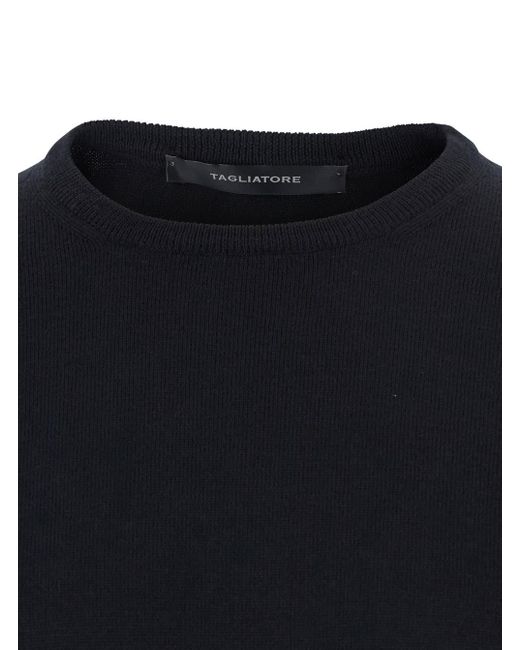 Tagliatore Blue Sweater With Ribbed Design for men