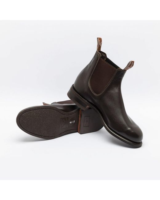 R.M.Williams Black Comfort Turnout Chestnut Yearling Leather Chelsea Boot for men