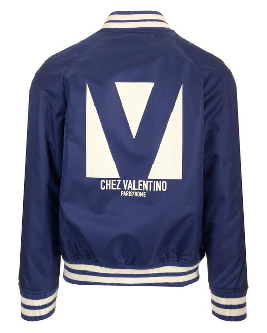 Valentino Blue Jacket With Chez Print for men