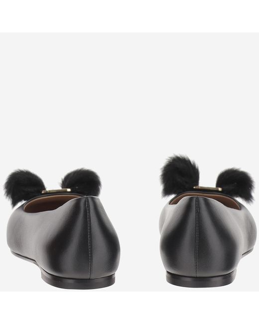 Ferragamo Black Ballet Flats Leather Ballerina Shoes