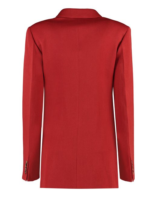 Victoria Beckham Red Double-Breasted Wool Blazer Polyester Blazers