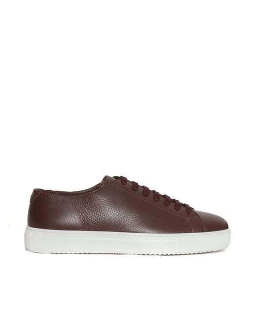 Doucal's Brown Leather Sneakers for men
