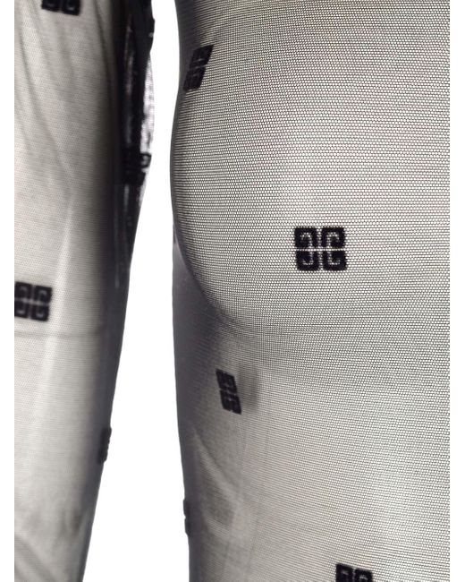 Givenchy Gray Transparent Bodysuit $g Motif