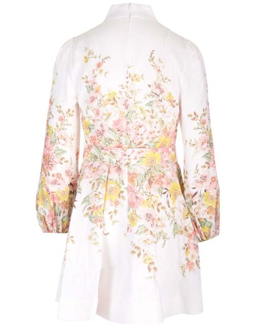 Zimmermann White Neutral Matchmaker Floral-print Mini Dress