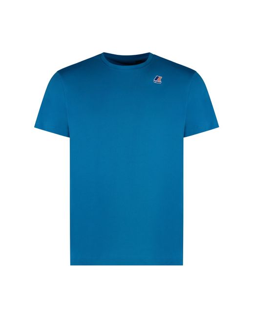 K-Way Blue Edouard Cotton Crew-Neck T-Shirt for men