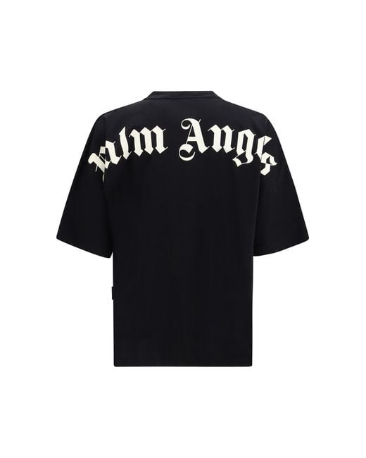 Palm Angels Black Classic Logo Over T-Shirt Cotton T-Shirts for men