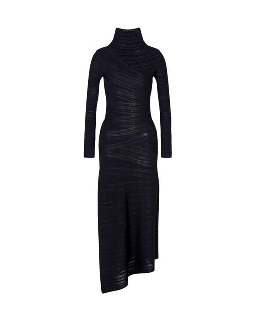 Giorgio Armani Blue Viscose And Wool Jersey Midi Dress