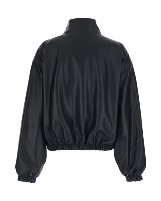 Balenciaga Black Leather Jacket High Collar Lamb Coat