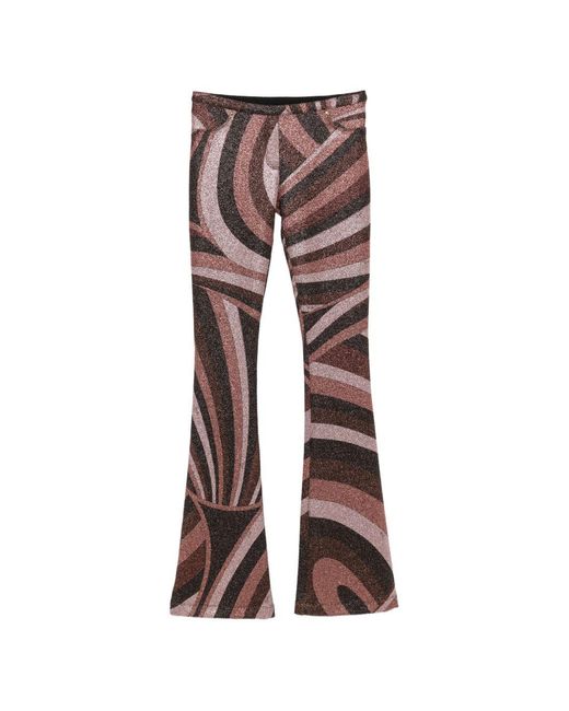 Emilio Pucci Brown Abstract Print Trousers
