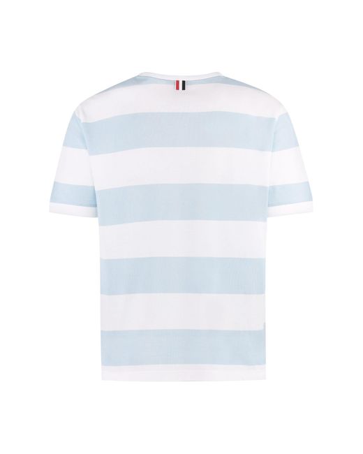 Thom Browne Blue Cotton Piqué T-shirt for men