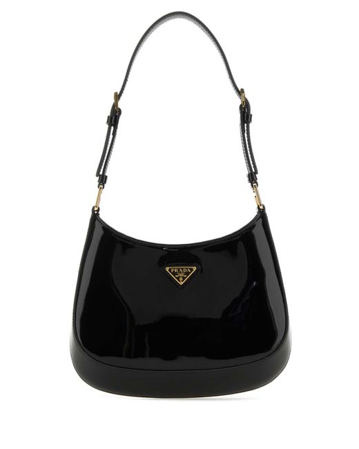 Prada Black Cleo Logo Plaque Shoulder Bag