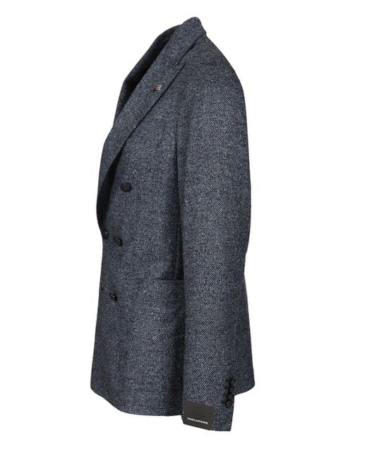 Tagliatore Blue Double-Breasted Wool And Silk Blazer Jackets for men