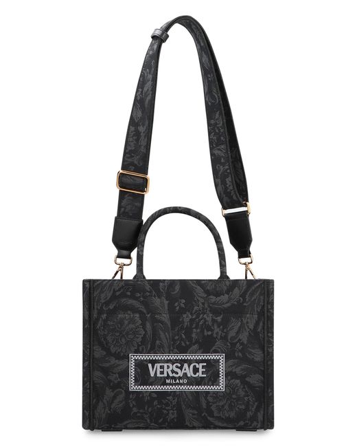 Versace Black Piccola Athena Tote Bag Fabric Cotton