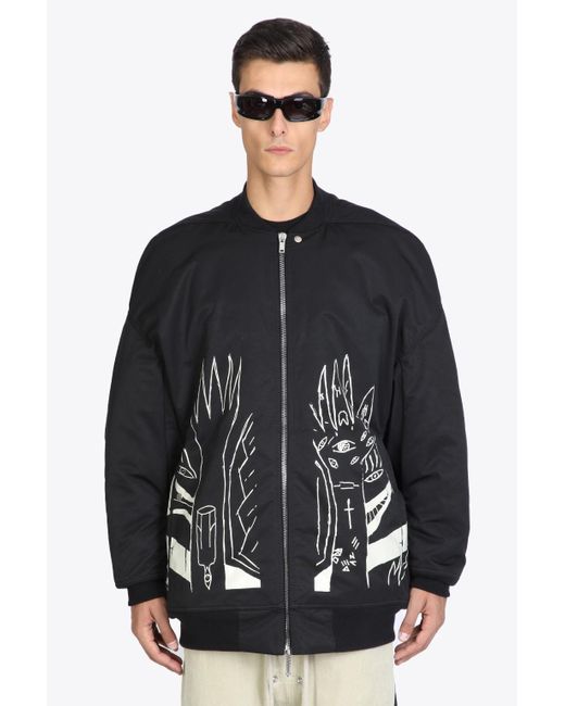 Rick Owens DRKSHDW Jumbo Flight Black Nylon Bomber Jacket With ...