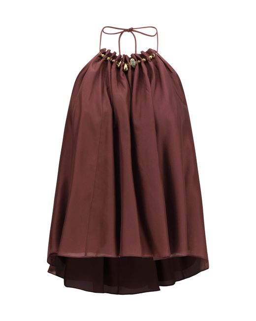 Zimmermann Purple Aster Beaded Ruched Top Silk