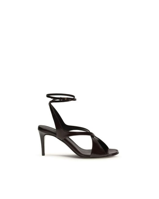 Khaite Black Calf Leather Bos Taurus Strap-On Sandals
