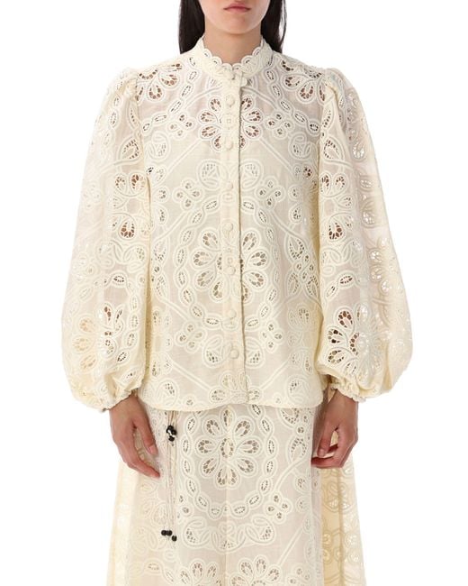 Zimmermann Natural Rhiannon Embroidered Blouse