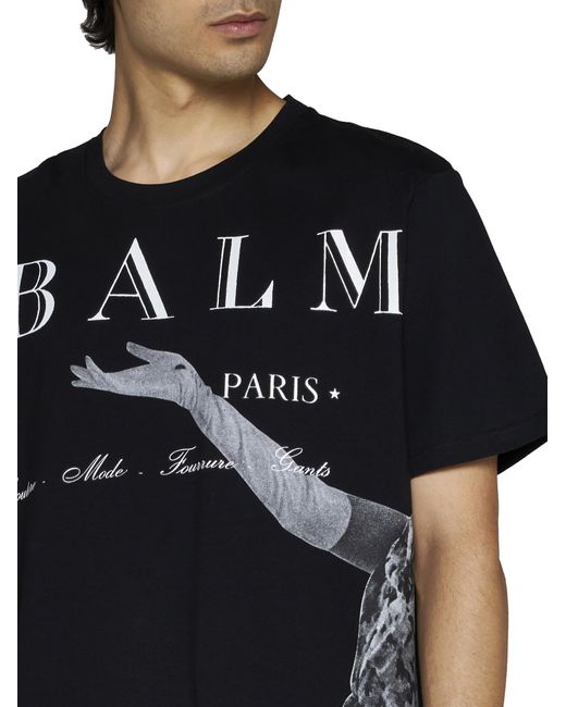 Balmain Black Printed Soft Jersey T Shirt for men