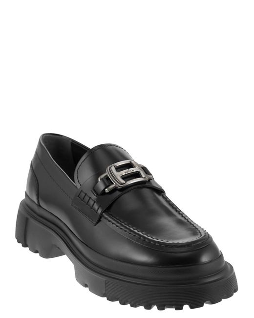 Hogan Black H629 Leather Loafer for men