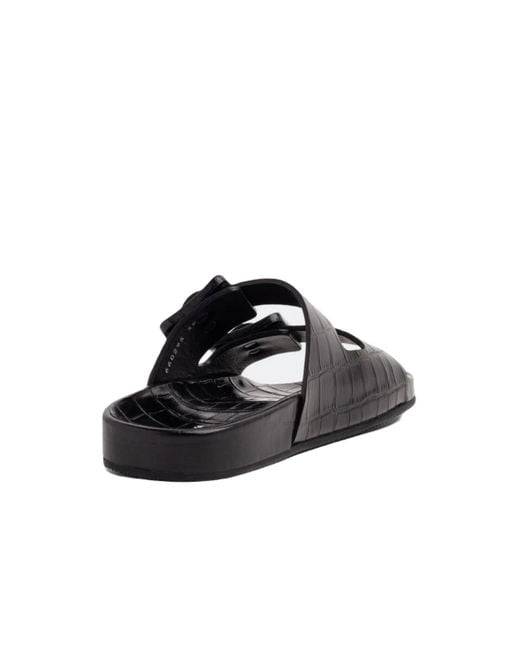 Balenciaga Black Mallorca Crocodile-Effect Sandals