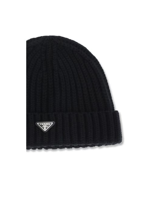 Prada Black Wool Oves Aries Beanie Accessory for men