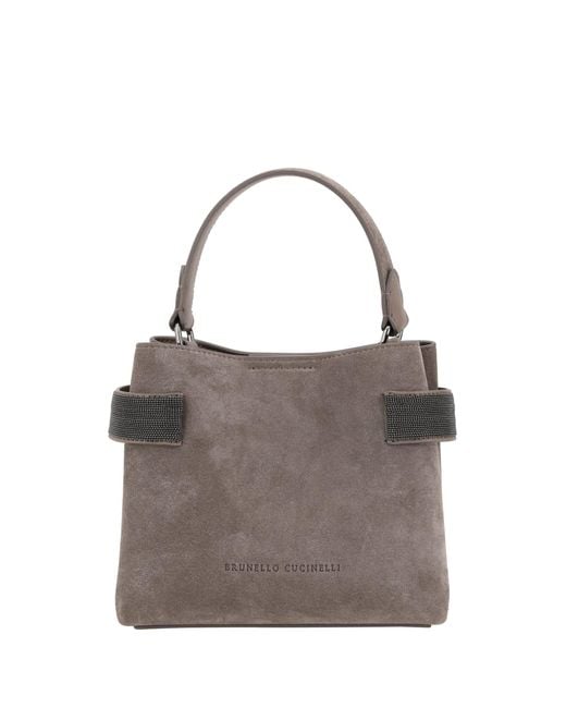 Brunello Cucinelli Gray Leather Handbag