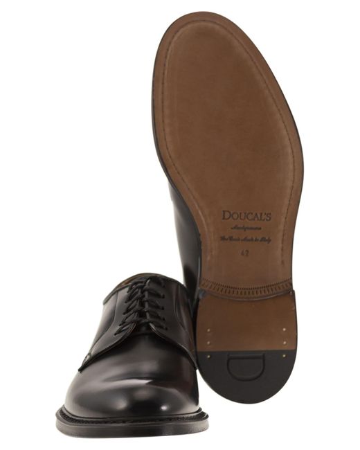 Doucal's Black Smooth Leather Derby for men