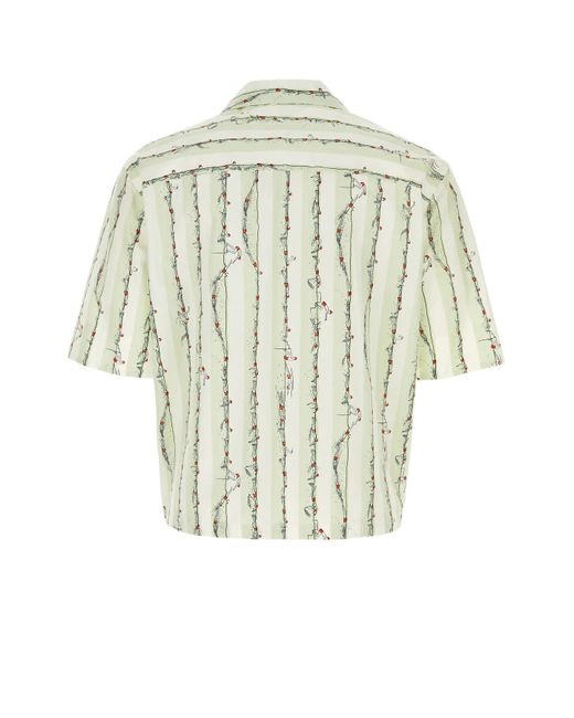 Bottega Veneta White Embroidered Poplin Shirt for men