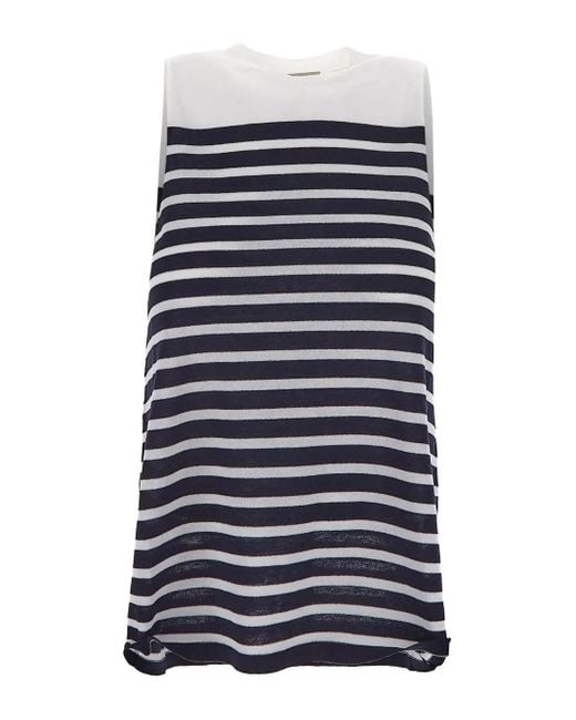 Semicouture Blue Striped Sleeveless Knit