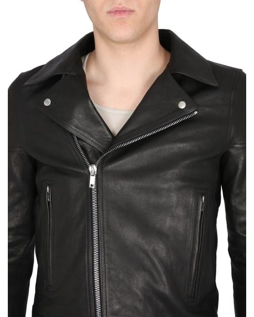 Rick Owens Black Leather Jacket for men