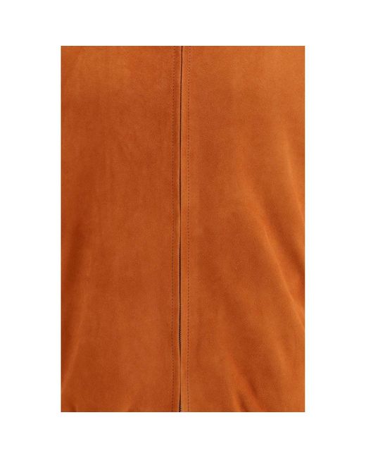 Brunello Cucinelli Orange Multicolor Calf Leather Bos Taurus Leather Jacket for men